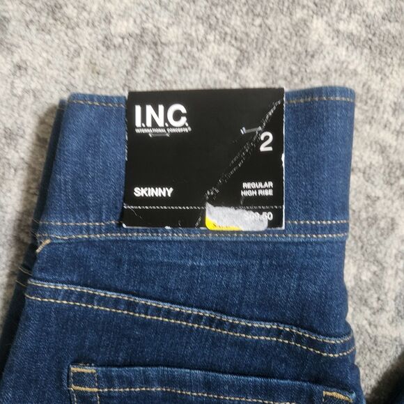 INC Women's High-Rise Pull-On Skinny Jeans Dark Wash Size 2 - Picture 2 of 4